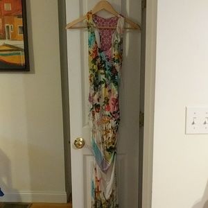 Flowered, lace back floor length dress